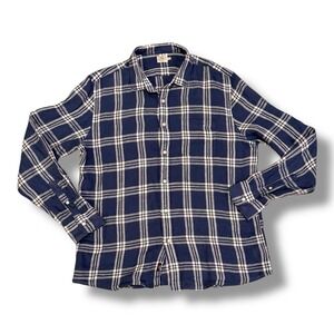 Faherty  XL Laguna Long Sleeve Relaxed Button Down Linen Blue Jetty Plaid